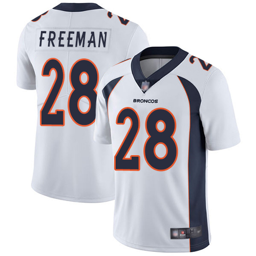 Men Denver Broncos #28 Royce Freeman White Vapor Untouchable Limited Player Football NFL Jersey